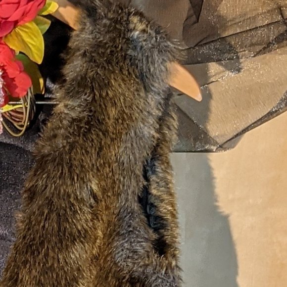 APT 9 Brown Faux Fur Vest with Black Removal Belt - Picture 4 of 10